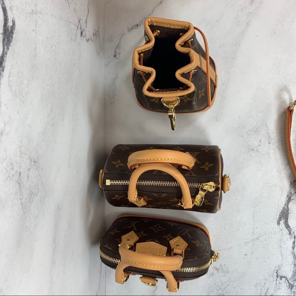 ββ Louis Vuitton Trio Mini Cones Monogram 3-bag Set charms Speedy Alma Noe NEW - Picture 13 of 16